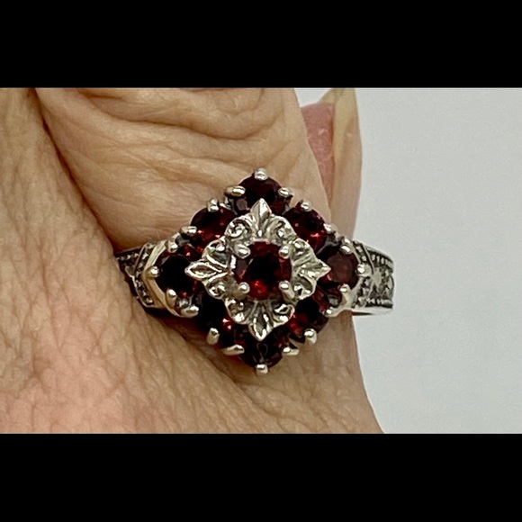 925 Sterling Silver Rubellite Tourmaline Ring & Matching Earrings - Picture 2 of 10